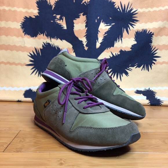 Teva Women's 84's Highside Vintage Style Size 9 Shoes Olive Green Purple Trail - Picture 2 of 10